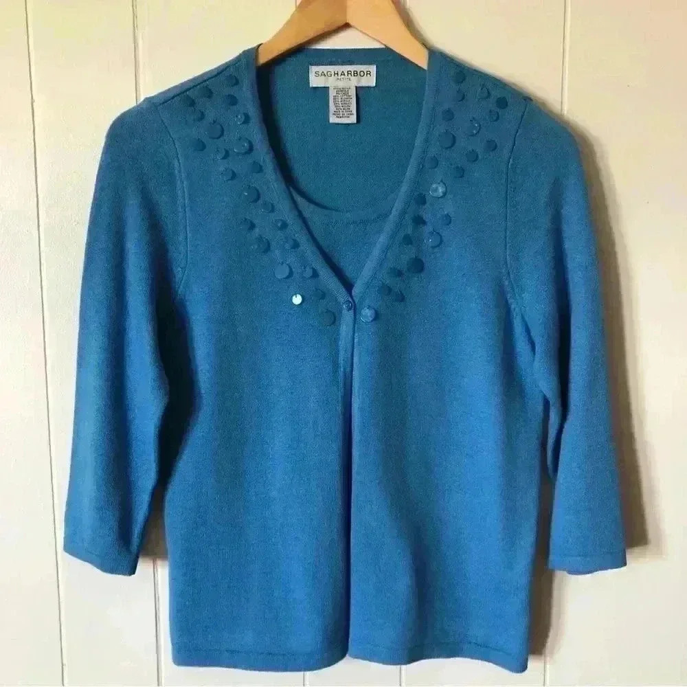 Sag Harbor 3/4 Sleeve Cotton Blend Top Sweater Size PS